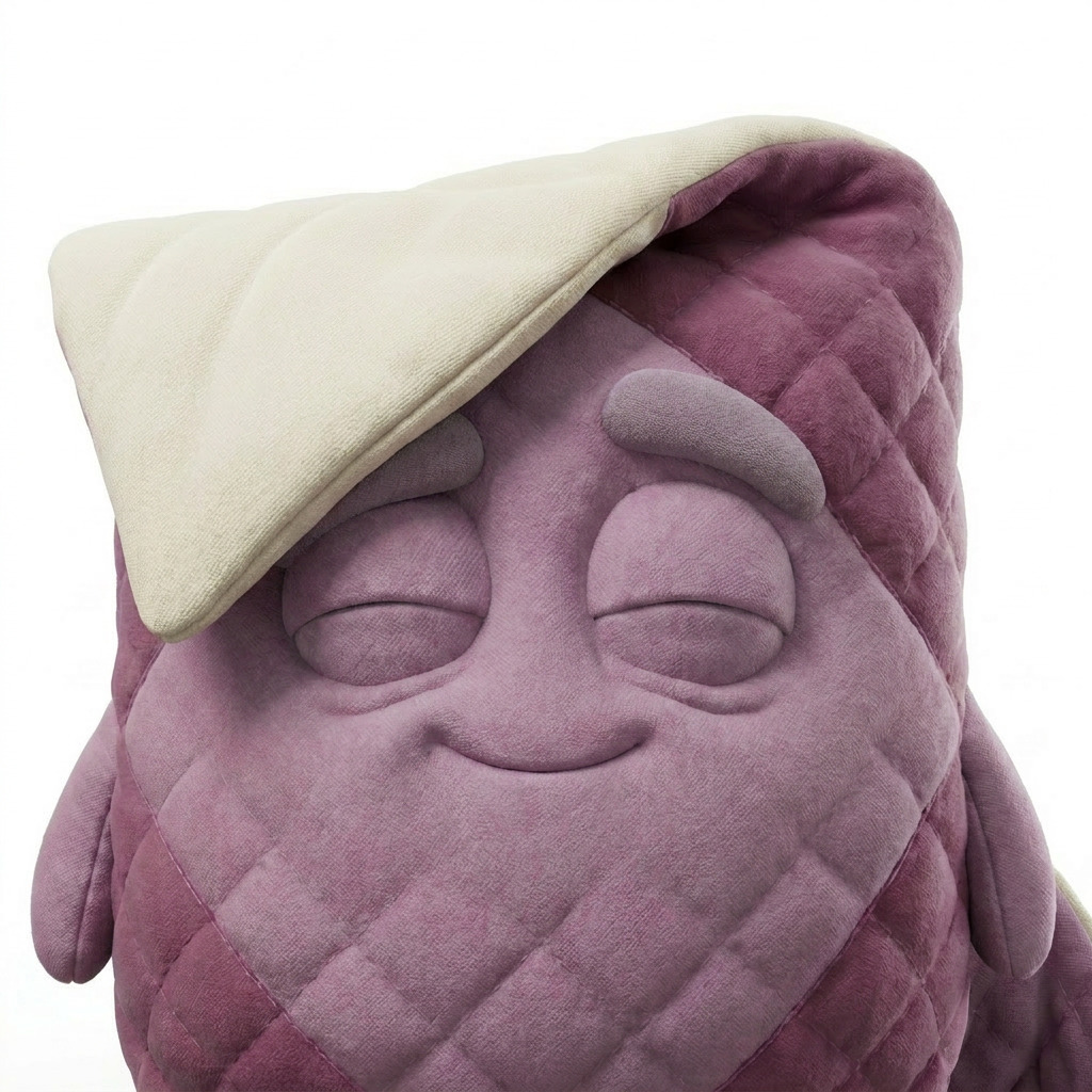 tuck, a quilted blanket creature